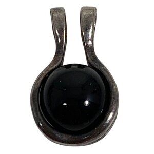 Designer Signed LJ Sterling Silver 925 Pendant ONLY w/ Black Spinning Onyx